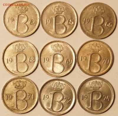 Бельгия 25 сент 9шт 1964-1974 до 13.03.15 - Бельгия_25Сент_1.JPG