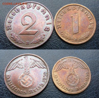 3 рейх,1 и 2 пфеннинга 1939, до 13.03 в 20:00 - 1,2