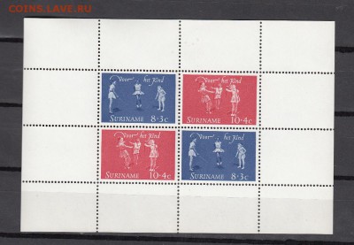 марки Суринам дети блок чистый 1964г - 455