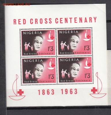 марки Нигерия блок красный крес 1963г чистый - 452