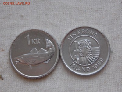 Иностранные монеты, наборы, 2евро, польша, приднестр, Киргиз - Исландия 1 крона 1999.JPG