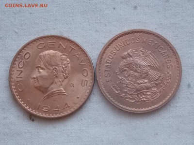 Иностранные монеты, наборы, 2евро, польша, приднестр, Киргиз - Мексика 5 сентаво 1944.JPG