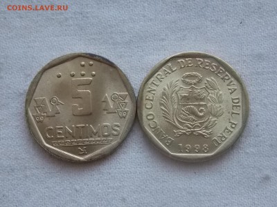 Иностранные монеты, наборы, 2евро, польша, приднестр, Киргиз - Перу 5 центавос 1998.JPG