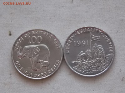 Иностранные монеты, наборы, 2евро, польша, приднестр, Киргиз - Эритрея 100 центов 1991.JPG
