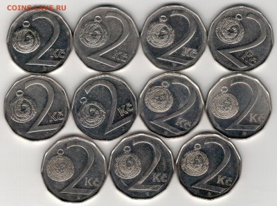 Чехия 2 кроны 1993-2007 (11шт) 16.03 в 22.00мск (А813) - 4-ч-к2а