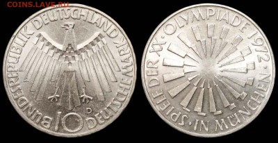 Олимпийские игры. - Германия - ФРГ - ХХ олимпиада 10 марок D (в Мюнхене)