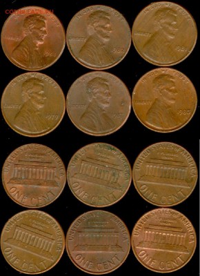 США-1-цент- Р- 6 шт., до 21.00 мск 22.03.2015 - 1-цент- Р- 1979, 80-82, 84, 87