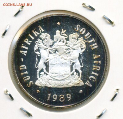 ЮАР 1 рэнд 1989 г. серебро, пруф - 93