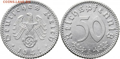 5 RM 1934 Е                        (кирха без даты) - оценка - 50 RP 1941 A