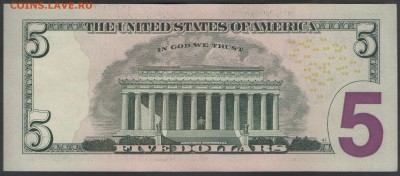 США 5 долларов 2009 С3 до 20.03.2015 21.00 мск - $5 US C3 09 rev