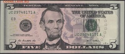 США 5 долларов 2009 С3 до 20.03.2015 21.00 мск - $5 US C3 09 obv
