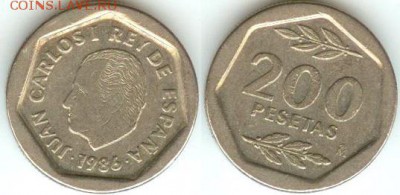 Испания 200 песет 1986 года, до 21.00 мск 24.03.2015 - Испания 200 песет 1986
