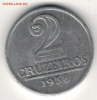Бразилия 2 крузейро 1958 до 23.03.15 в 22.00мск (А811) - 4-б2к58а