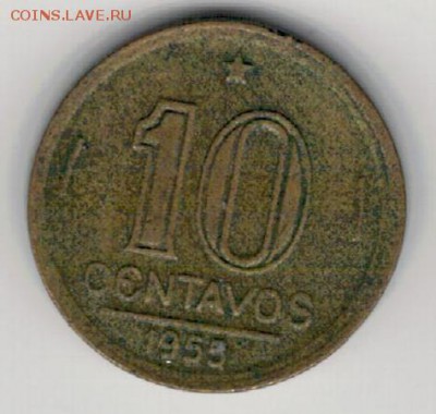 Бразилия 10 сентаво 1955 до 23.03.15 в 22.00мск (А811) - 4-б10с55а