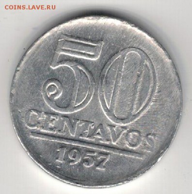Бразилия 50 сентаво 1957 до 23.03.15 в 22.00мск (А811) - 4-б50с57а