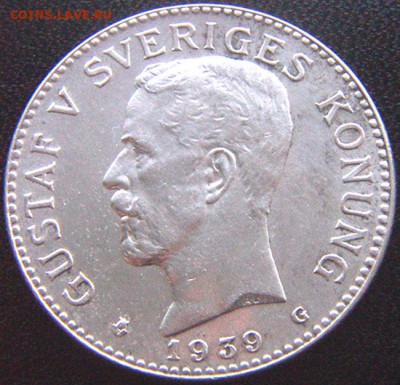 Швеция_2 кроны 1939. Отличное серебро; до 19.03_22.02мск - 9504