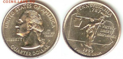 США- 25 центов-1999-PENNSYLVANIA-P, 21.00 мск 27.03.2015 - США- 25 центов-1999-PENNSYLVANIA-D