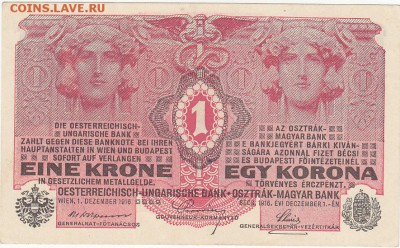 Без надпечатки Австро-Венгрия 1 крона 1916 UNC 26.03 22:00мс - IMG_0006