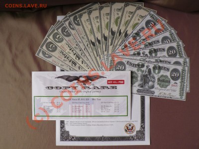 Demand Notes 1861 год Самые первые баксы в истории США Full - 1 - Набор полный (PRO) Demand Notes 1861 $5 $10 $20 Fr.1-Fr15
