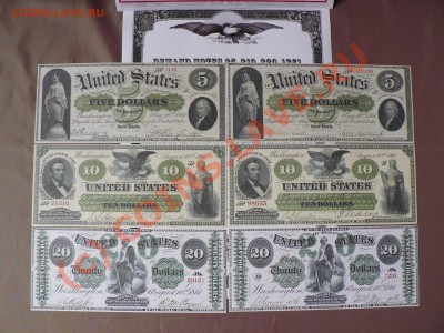 Demand Notes 1861 год Самые первые баксы в истории США Full - 8 - Малый набор  Demand Notes 1861 $5 $10 $20 (a)