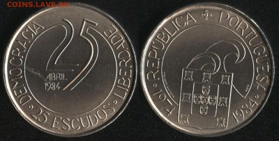 Португалия 25 эск. 1984 10 лет Революции до 22:00мск 27.03 - Португалия 25 эскудо 1984 ''10 лет Революции'' -100
