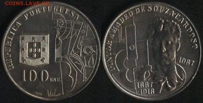 Португалия 100 эск. 1987 Соуза-Кардозу до 22:00мск 27.03.15 - Португалия 100 эскудо 1987 ''Амадеу ди Соуза-Кардозу'' -130