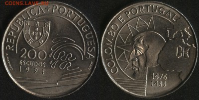 Португалия 200 эск. 1991 Колумб Португалия до 22:00мск 27.03 - Португалия 200 эскудо 1991 ''Великие географические открытия. Колумб и Португалия'' -180