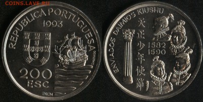 Португалия 200 эск. 1993 Посланники Кюсю до 22:00мск 27.03 - Португалия 200 эскудо 1993 '' Посланники острова Кюсю''-180