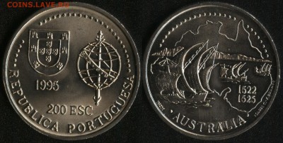 Португалия 200 эск. 1995 Австралия до 22:00мск 27.03.15 - Португалия 200 эскудо 1995 ''Великие географические открытия. Австралия'' -200
