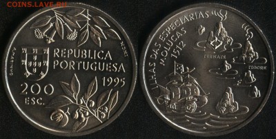 Португалия 200эск. 1995 Молуккские о-ва до 22:00мск 27.03.15 - Португалия 200 эскудо 1995 ''Великие географические открытия. Молуккские острова'' -200
