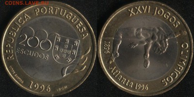 Португалия 200 эск. 1996 Олимпиада в Атланте до 22:00мск 27. - Португалия 200 эскудо 1996 ''Олимпиада в Атланте'' -200