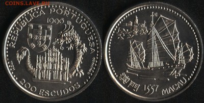Португалия 200 эск. 1999 Макао до 22:00мск 27.03.15 - Португалия 200 эскудо 1999 ''Основание португальской колонии в Макао в 1557 году'' -200