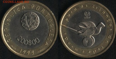 Португалия 200 эск. 1999 ЮНИСЕФ до 22:00мск 27.03.15 - Португалия 200 эскудо 1999 ''ЮНИСЕФ'' -230