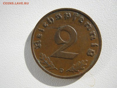Германия 3 рейх 2 рейхспфеннига 1936 D на оценку - IMG_4226