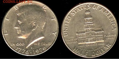 США-50 центов-1976-D,200 лет Независимости 21.00мск28.03 - США-50 центов-1976-D