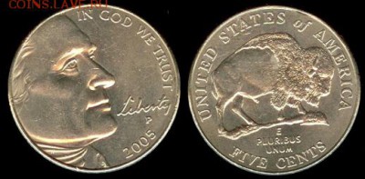 США 5 центов 2005-P, - Бизон, до 21.00 мск 28.03.2015 - США-5 центов-2005-P -Бизон