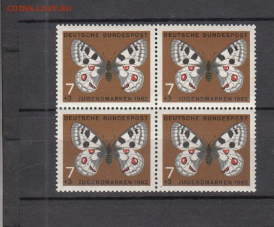 марки ФРГ бабочки кварт 1962 - 133