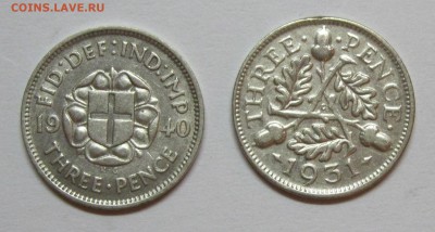 Британия 2 монеты: 3 пенса 1931,1940 до 28.03.15 22-00 МСК - 3pence-2