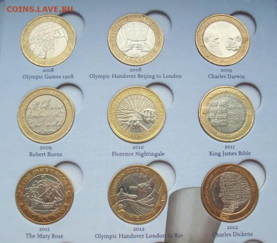 Великобритания набор 2 фунта биметалл 28 шт альбом - 100_1717.JPG