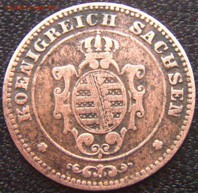 Германия. Саксония_1 пфенниг 1872(В); до 24.03_22.06мск - 9413