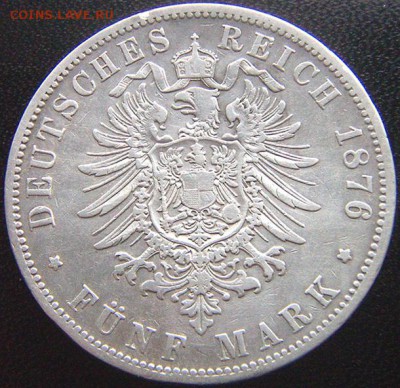 Германия. Пруссия_5 марок 1876. Крупное серебро_24.03_22.18м - 9561