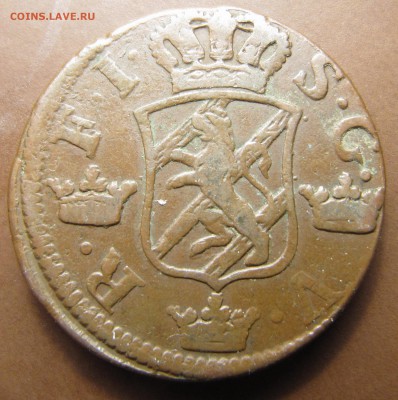 Швеция, 2 эре 1748 и 1 скиллинг 1802 (перечекан из 2 Эре) - IMG_2598.JPG