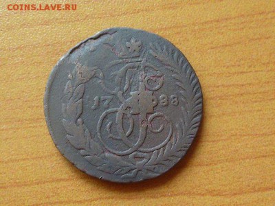 2 к. 1788 г., перечекан из "барабанов", на оценку - 1