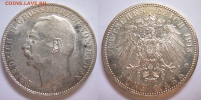 Баден - подборка пятимарочников. Кайзеровская Германия. - 1913G 5M BADEN