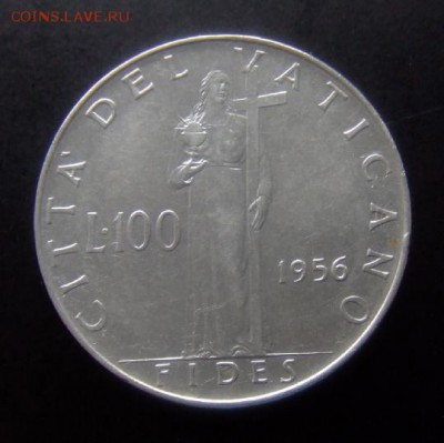 4 - Ватикан 100 лир (1956) «Фидес – богиня согласия» Р