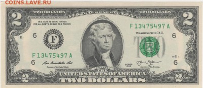 2 $ USA - бона 001ф