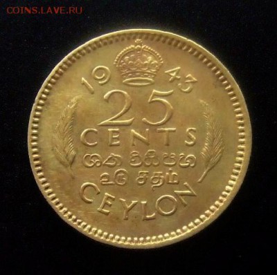 4 - Брит. Цейлон 25 центов (1943) «Георг VI» (XF) Р