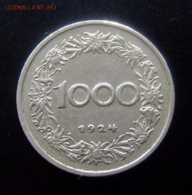 4 - Австрия 1000 грошей (1924) «Девушка в шляпе» №1 Р