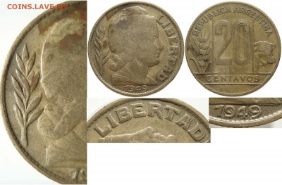 Браки на иностранных монетах - 20c_1949_doblecuño