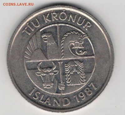 ИСЛАНДИЯ 10 КРОН 1987 МОЙВЫ ДО 02.04 В 22.00МСК (А962) - 4-и10к87